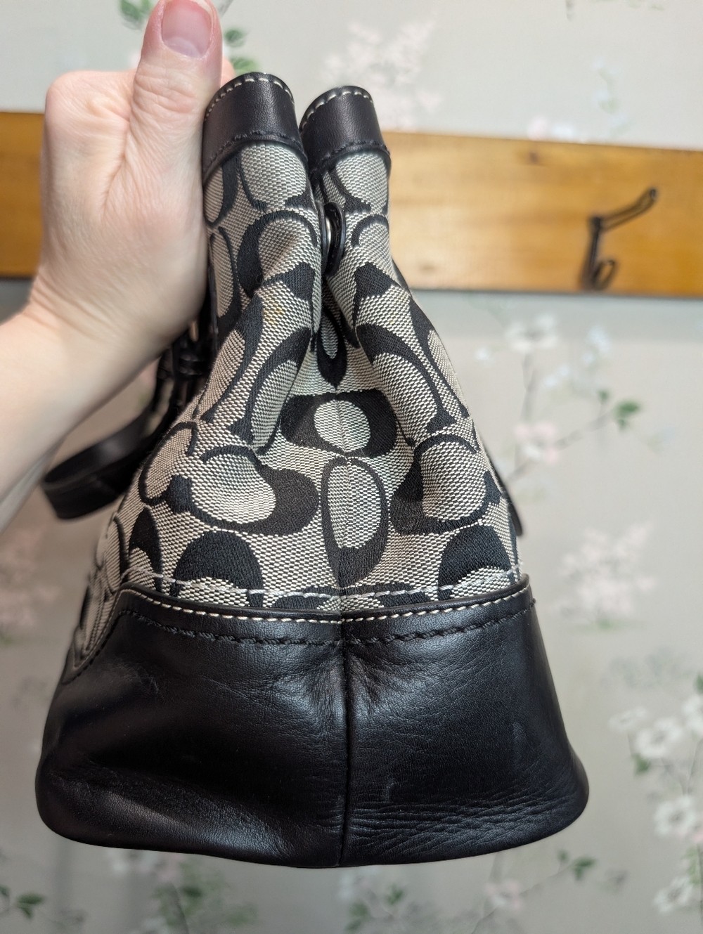 Vintage coach black and gray Hampton tote bag signature jacquard NWT - Picture 9 of 13